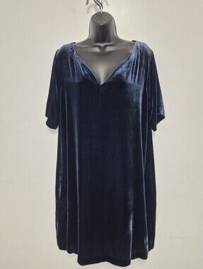 Sundance Olivia Silk Blend Velvet Velour Mini Dress Navy Blue sz L